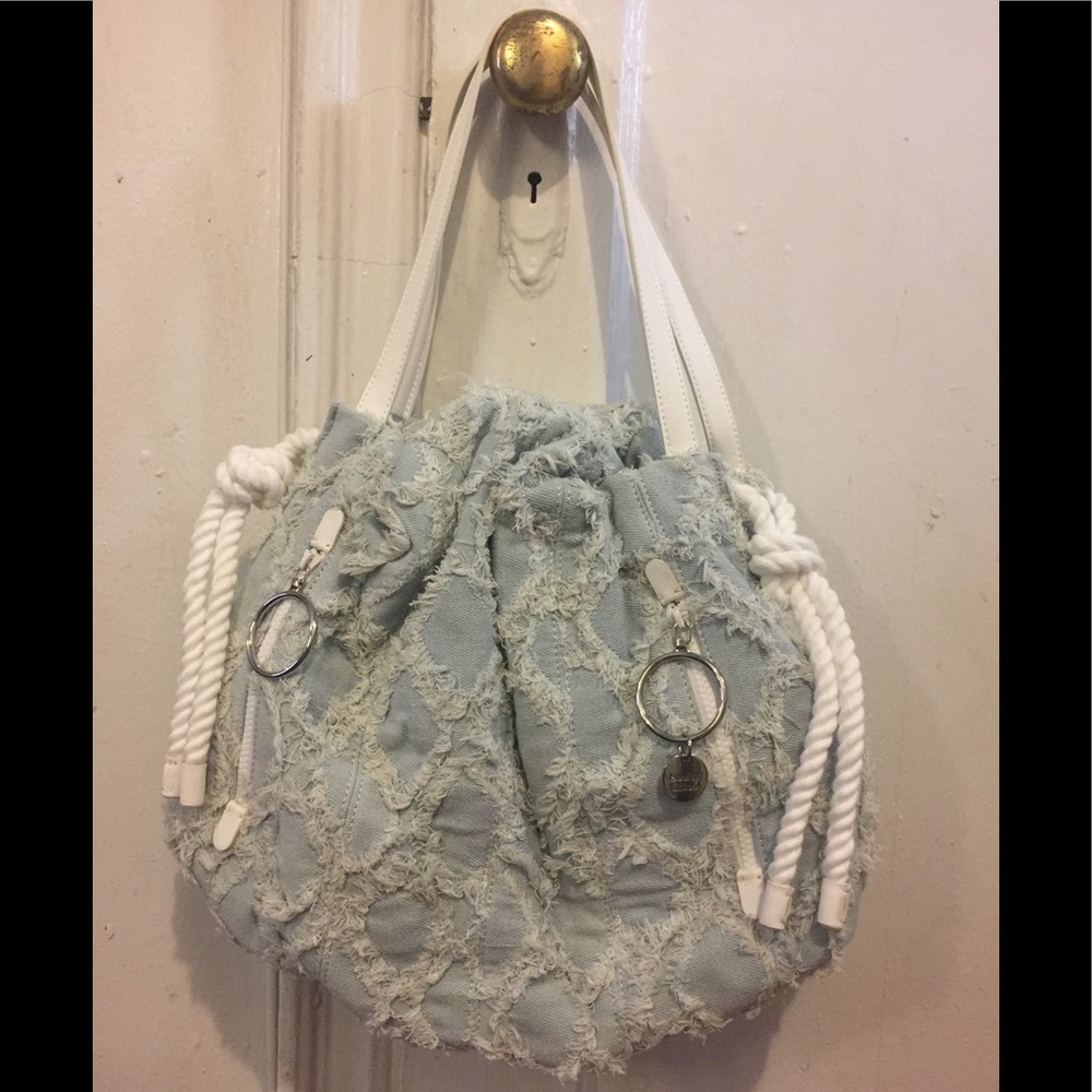 NWOT See By Chloe Frayed Faded Denim Shoulder Bag